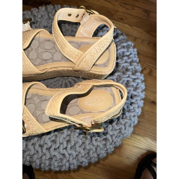 Coach Naomi Jacord Straw Platform Sandals 8 Women’s Vacation - Picture 4 of 9